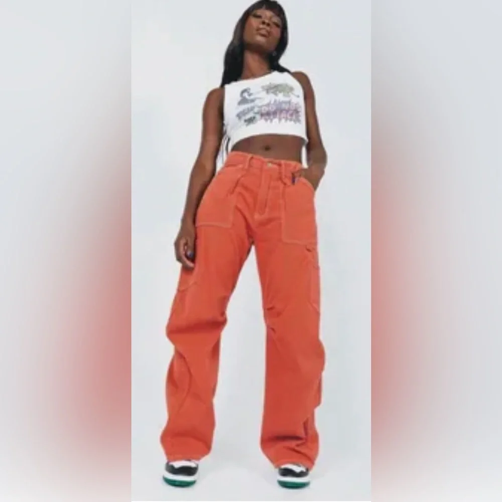 NWT S.O.N.G. Carpenter 90s Boyfriend Jeans Burnt Orange Women’s Size 28/7 - Picture 1 of 9